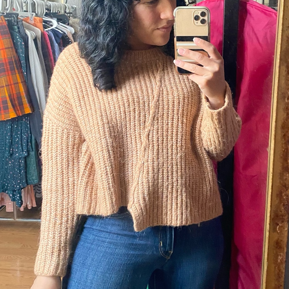 ZARA Knit Chunky Cozy Camel Sweater